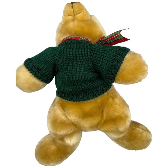 RBI Ron Banafato Bear Weighted Plush Holiday Sweater Plaid Bow Stuffed Animal - Picture 10 of 13